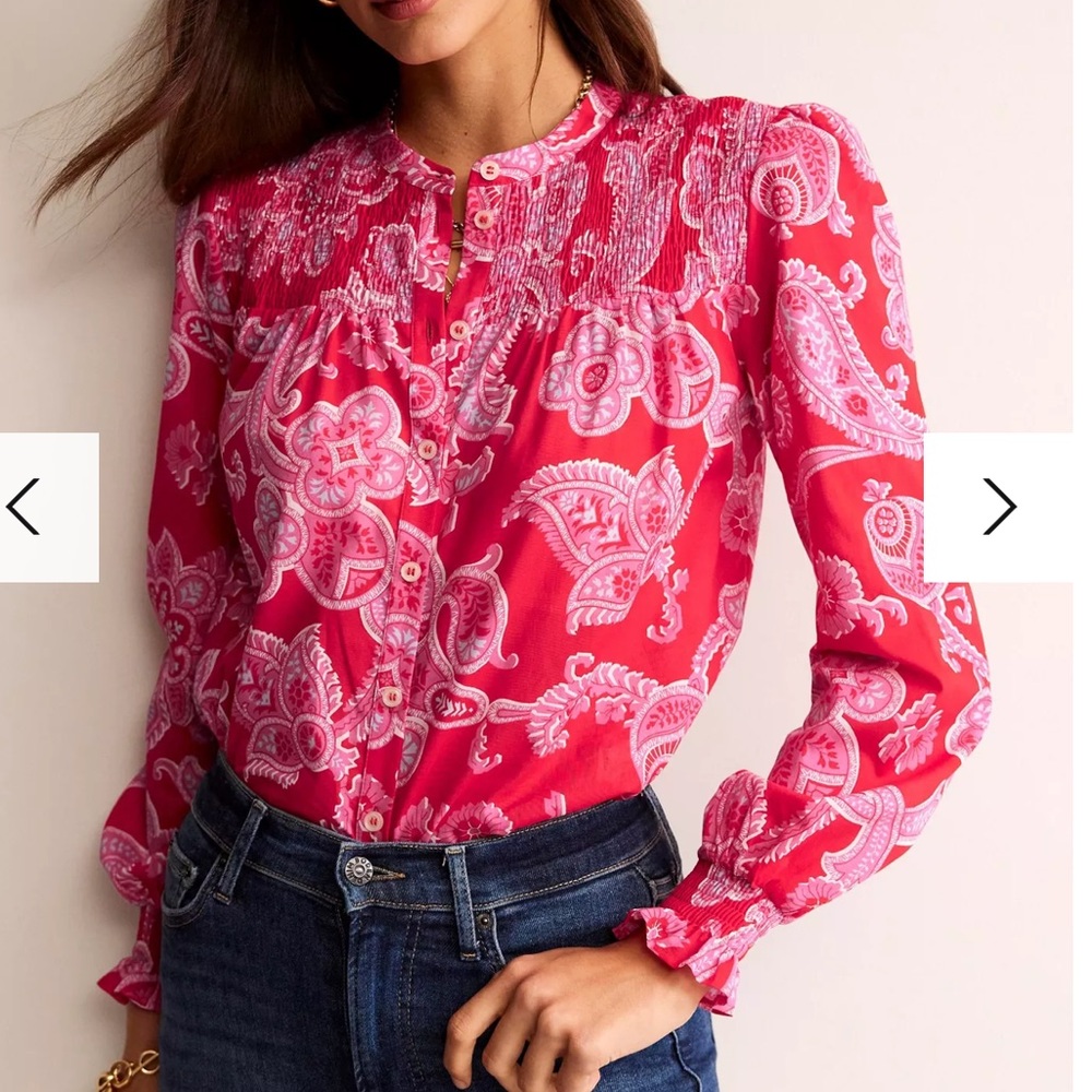 NWT Boden Helena Paisley Print Cotton Blouse Size 10
